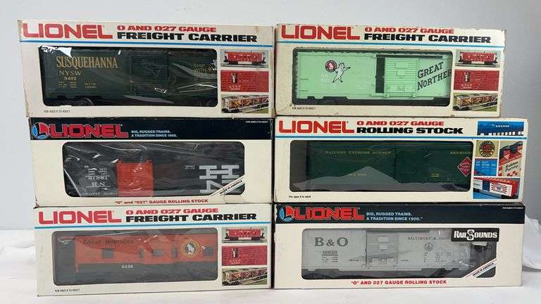 Lionel O Gauge 6438, 5709, 16639, 19218, 9401, 9402 freight trains in original boxes image