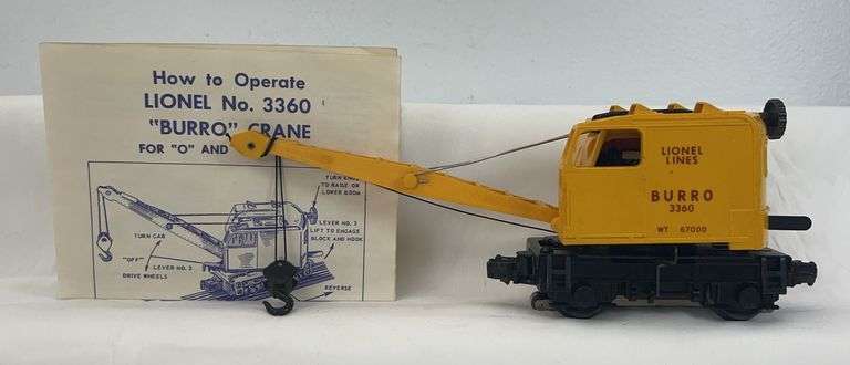 Postwar Lionel O Gauge 3360 operating Burro crane with instructions image