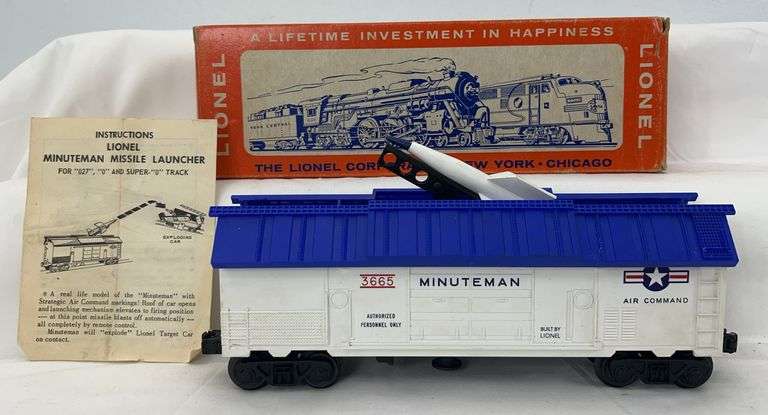 Postwar Lionel O Gauge 3665 U.S. Air Force Minuteman missile launching car in box w/instr. image