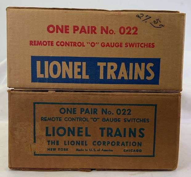 Postwar Lionel O Gauge two pair O22 remote control switches in original boxes image