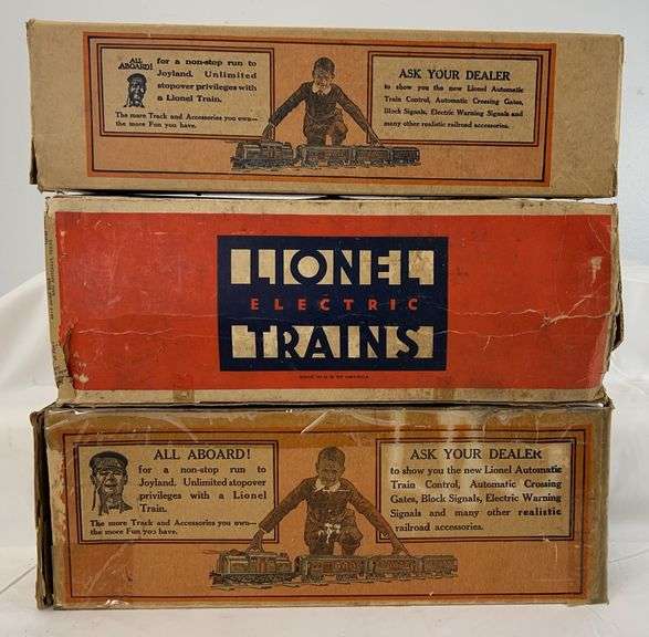 Prewar Lionel Standard gauge original boxes 515, 513 yellow and 512 Peacock image