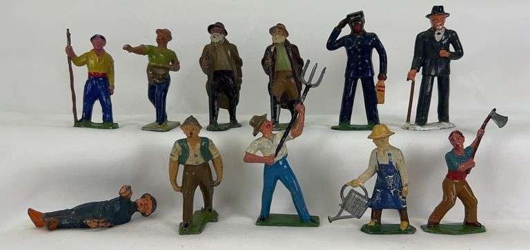 Barclay/Manoil/Britains lead hollowcast railroad, farm, city workers, lineman, porter, traveler, etc. image