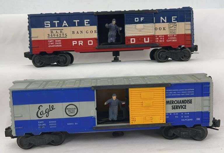 Postwar Lionel O Gauge 3494-150 MP 3494-275 BAR blue mold, both w/ice hatch image