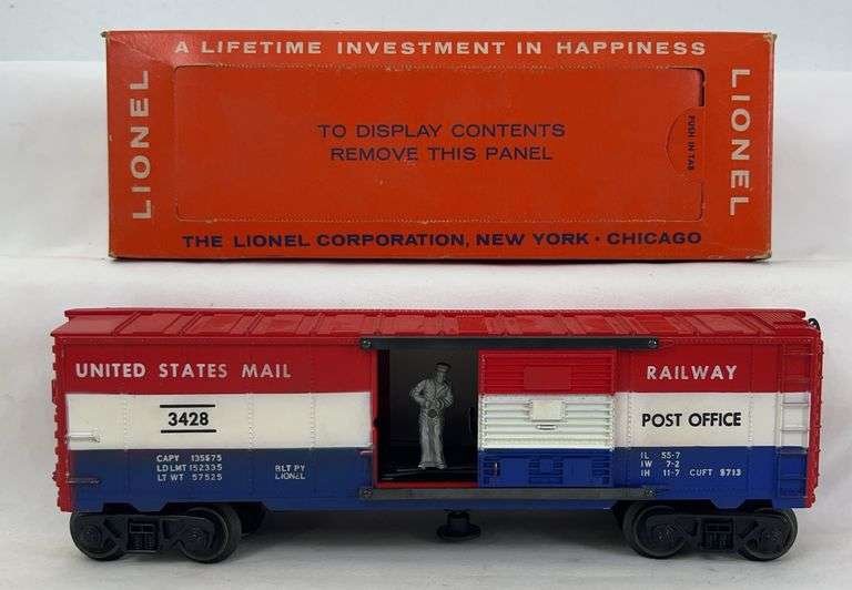 Postwar Lionel O Gauge 3428 Operating Mail Car in original box image