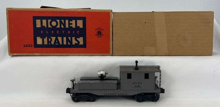 Postwar Lionel O Gauge 2420 D.L.&W. searchlight wrecking car in original box with insert image
