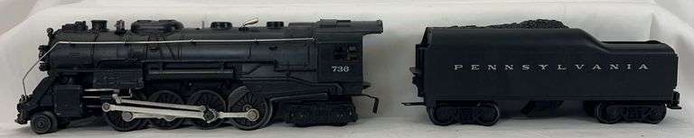 Postwar Lionel O Gauge 736 2-8-4 steam locomotive and 2046W Pennsylvania whistle tender image