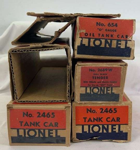 Postwar Lionel O Gauge 3459, 654, 2689W, 2465, 2465, 6462, 1679 empty original boxes image