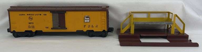 Postwar Lionel O Gauge 3672 Corn Products Bosco Milk car w/platform image