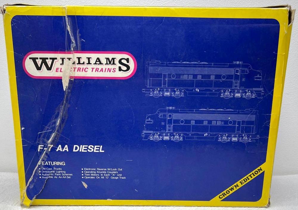 Modern Era Williams Reproductions O gauge Pennsylvania F7 AA diesels in original box Crown Edition