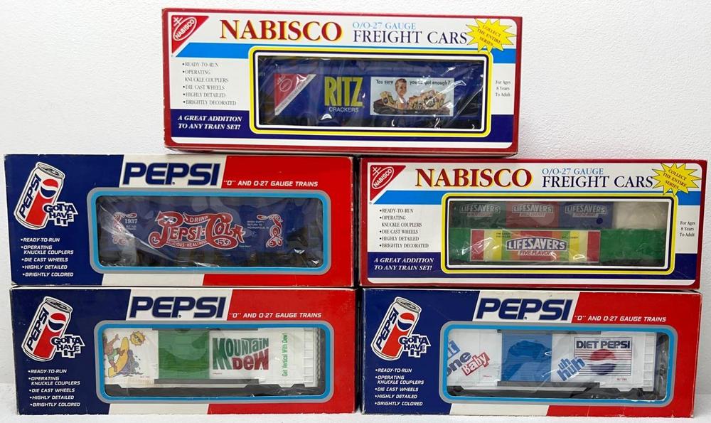 Modern Era K Line O gauge Nabisco and Pepsi freight cars in original boxes