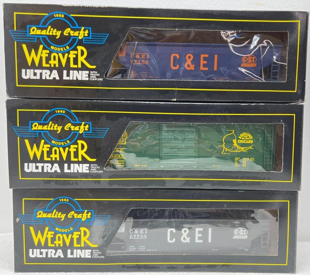 Modern Era Weaver O gauge freight cars in original boxes E.J.E. C.E.I. three trains