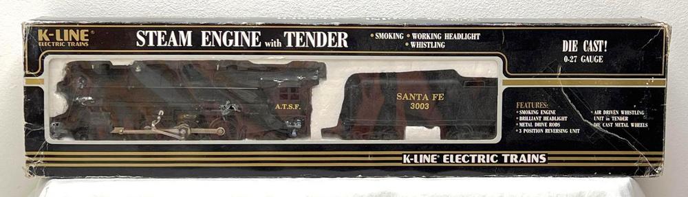 Modern Era K Line O Gauge K3003 Santa Fe steam engine and tender in original box