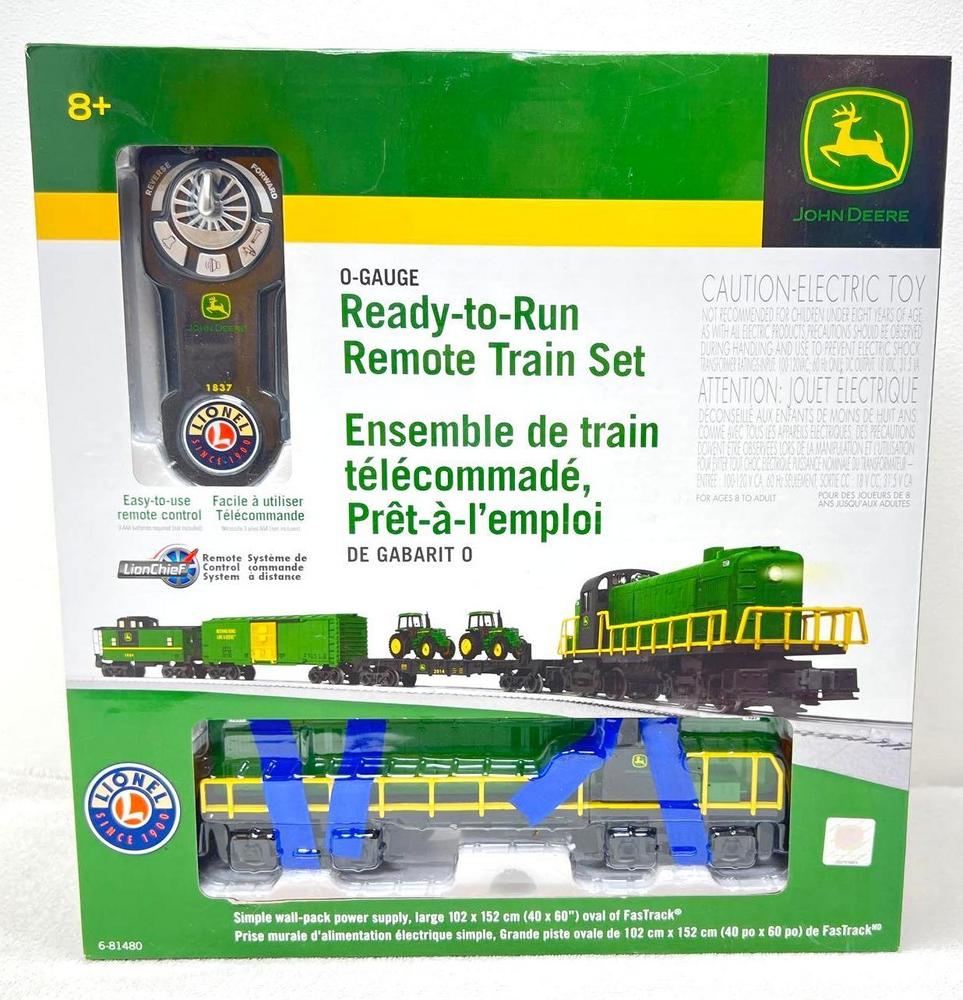 Modern Era Lionel O Gauge 81480 John Deere diesel RTR freight set in original box