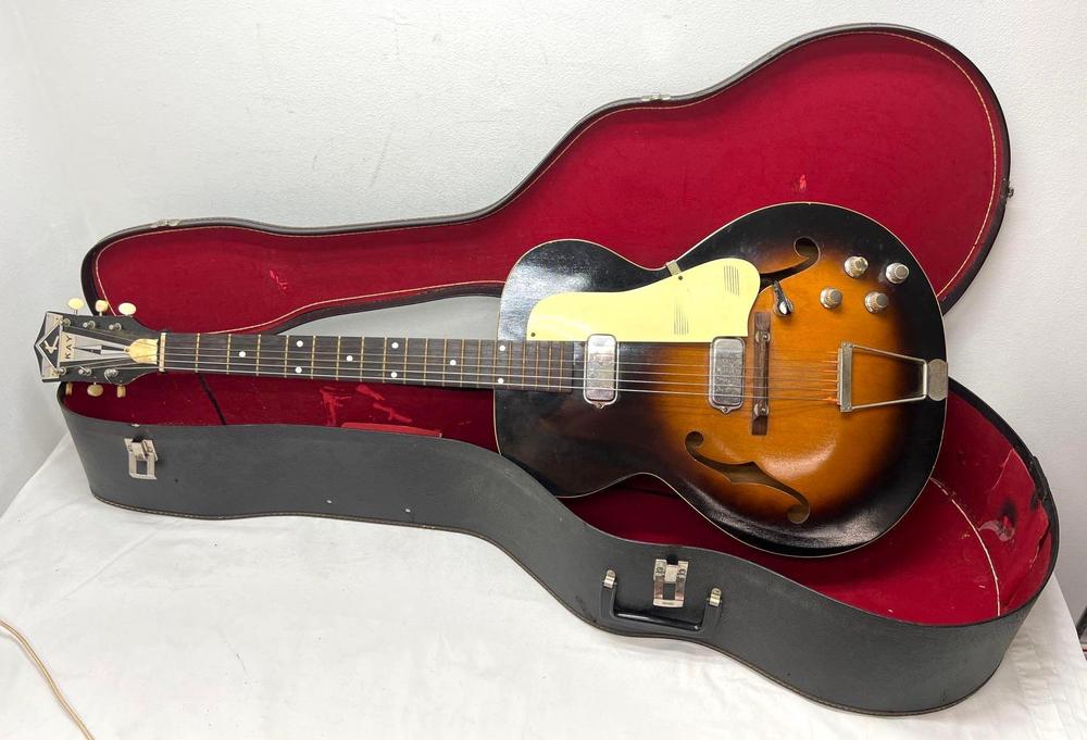 Kay 6-string sunburst hollow body electric in case