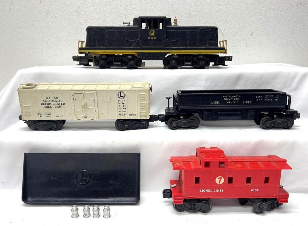 Postwar Lionel O Gauge 628 NP GE 44T 3469 3482 6167 freight trains