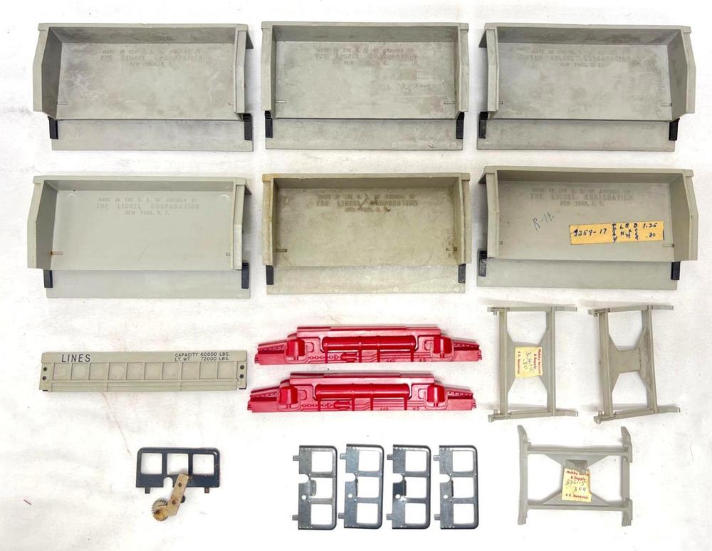 Postwar Lionel O Gauge 3359 dump bins cradles more