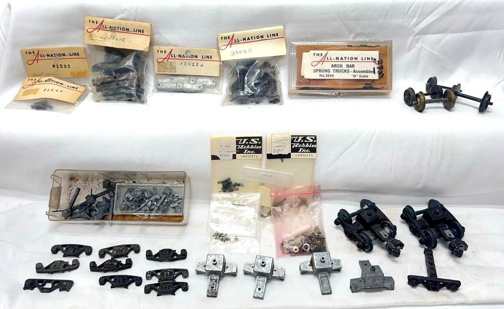 Postwar All-Nation Line O Scale trucks wheel and axle sets couplers