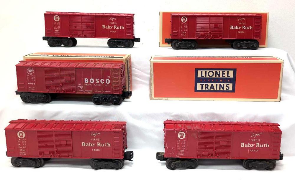 Postwar Lionel O Gauge Five variations 6014 box car Bosco