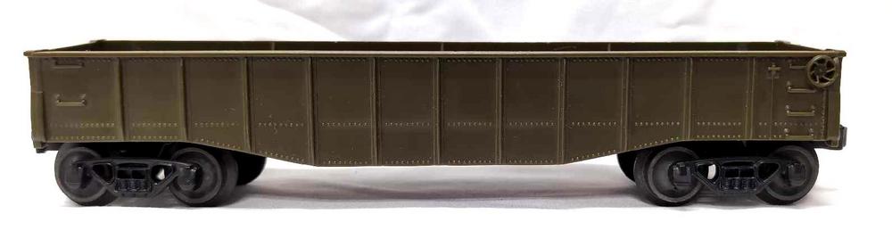 Postwar Kusan O Gauge undecorated olive drab gondola