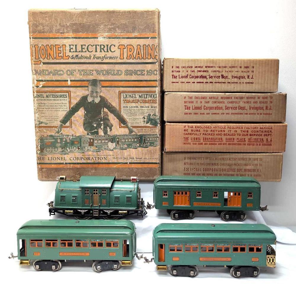 Prewar Lionel Std Ga 352E 10E 332 339 341 in original boxes