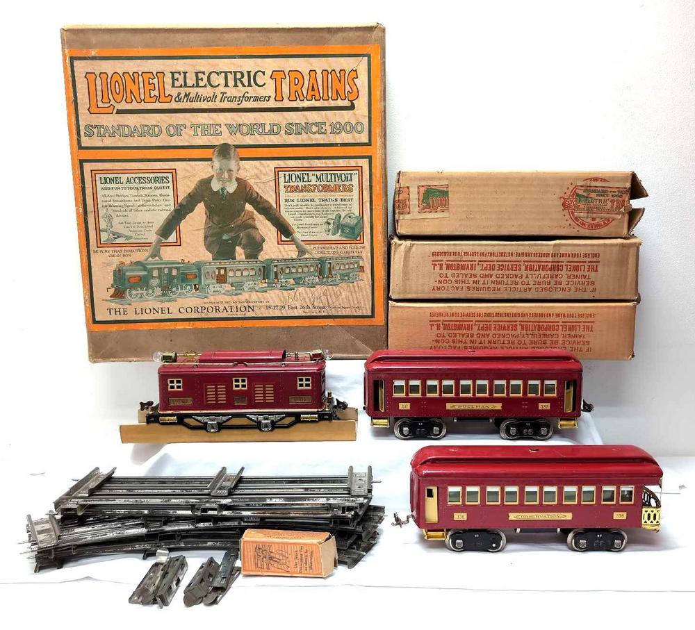 Prewar Lionel Std Ga 347E 8E 337 338 red/cream in box