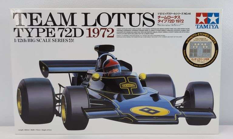 Tamiya No. 12046-12800 Team Lotus Type 72D 1972 1/12 Scale Model Kit