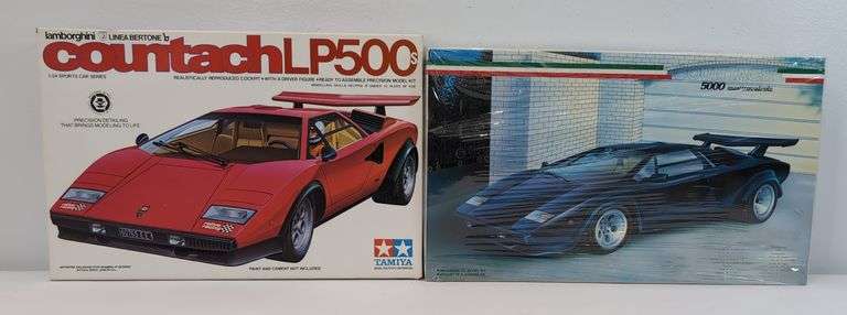 Two Lamborghini Countach Model Kits: Tamiya LP500S & Fujimi 5000