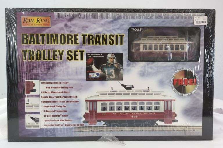 Modern Era Rail King O Gauge Baltimore Transit Trolley Set 30-4027-0 Mint image