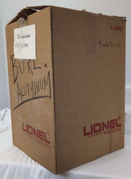 Modern Era Lionel O Gauge No. 9577 Burlington six aluminum passenger car set in box