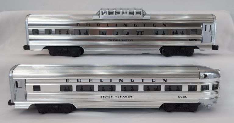 Modern Era Lionel O Gauge No. 9577 Burlington six aluminum passenger car set in box