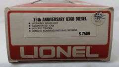 Modern Era Lionel O Gauge 6-7500 75th Anniversary U36B Diesel Locomotive in box
