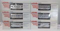 Modern Era Lionel O Gauge No. 9577 Burlington six aluminum passenger car set in box