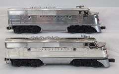 Modern Era Lionel O Gauge Burlington F3A Dual Motor Diesel units in box, unrun