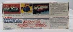 Modern Era Lionel O Gauge Burlington F3A Dual Motor Diesel w/B Unit 8054 8062 in box