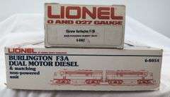 Modern Era Lionel O Gauge Burlington F3A Dual Motor Diesel w/B Unit 8054 8062 in box