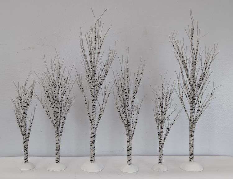 Department 56 Snow Village Winter Birch Trees and Department 56 Lionel Electric Train Shop