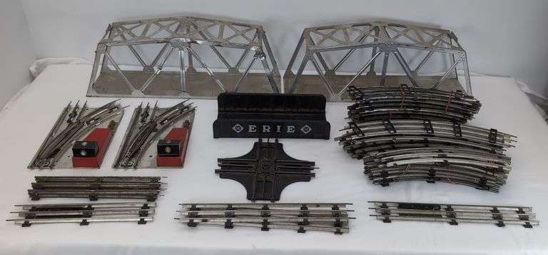 Marx O Gauge 027 track, switches, three bridges, 90 degree crossover, uncoupler image