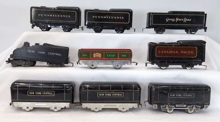 Marx O Gauge Passenger, Box, Tender, Tank, Gondola, Pennsylvania, New York Central, & More