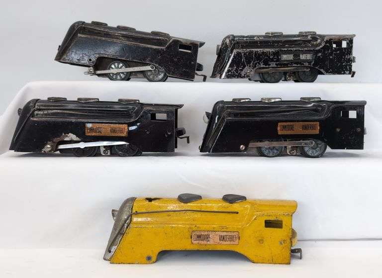 Lot of 5 Marx O Gauge NYC Commodore Vanderbilt electric and key wind steam locomotives image