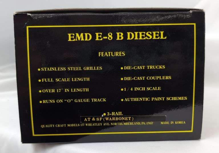 Modern Era Weaver O Gauge 3 rail EMD E-8 diesel ATSF Warbonnet in box