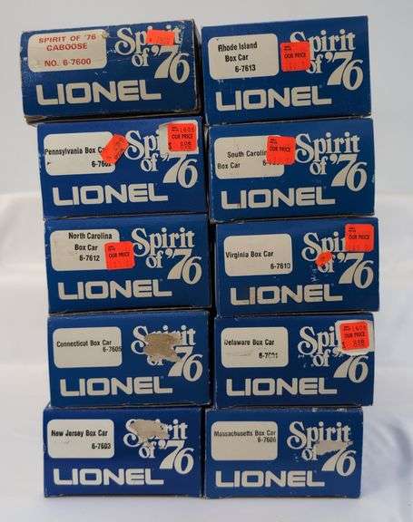 Modern Era Lionel O Gauge Spirit of '76 7600, 01, 02, 03, 05, 06, 08, 10, 12, 13 in box