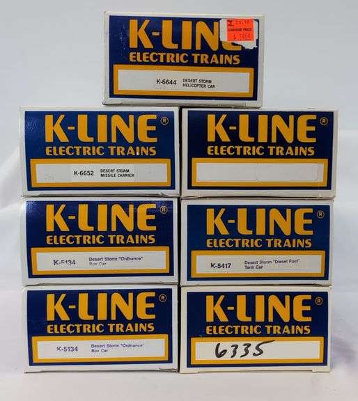 Modern Era K-Line O Gauge Desert Storm K-6644, two K-6652, two K-5134, K6335, K-5417 Mint in box