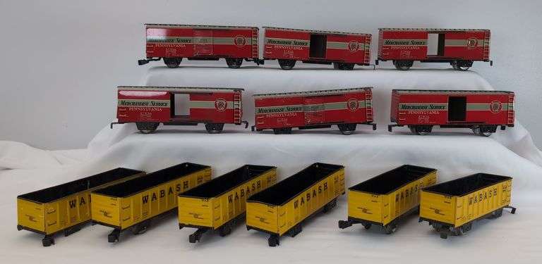 Marx O Gauge 4 wheel 1427 PRR box car 80982 Wabash gondola six of each