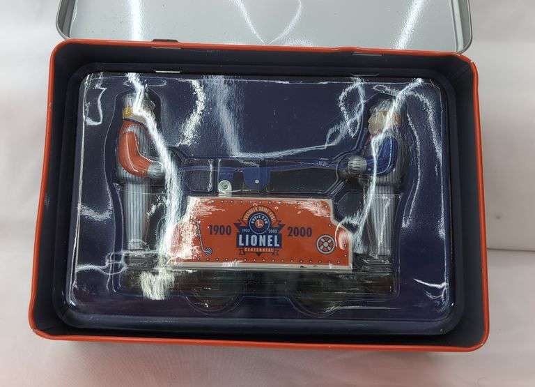 Lionel 100th Anniversary Train Clock, Coin Sorter, and Hand Car in box