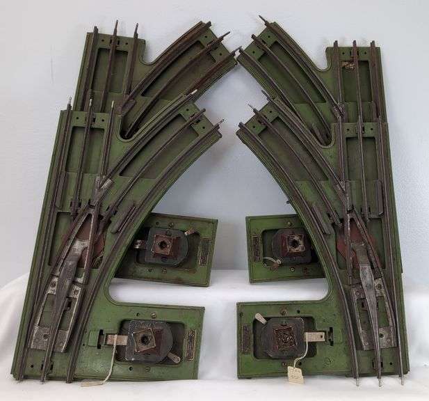 Two pair prewar Lionel Standard Gauge 210 manual control turnout switches