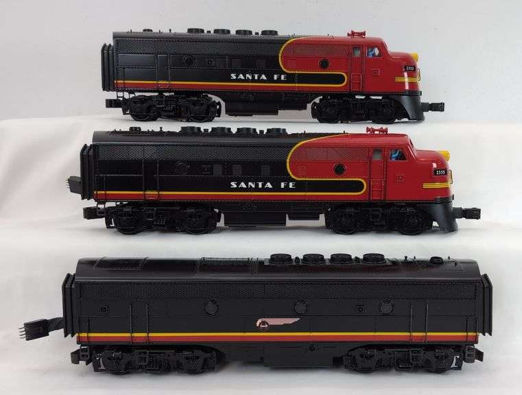 Modern Era K-Line O Gauge Santa Fe 2333, B-unit, 2335 diesel A-B-A locomotive units