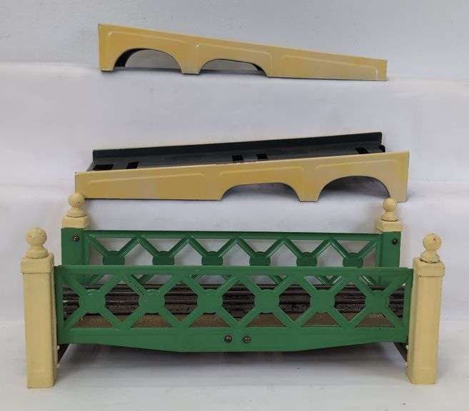 Prewar Lionel O Gauge bridge with spans gravel roadbed variation