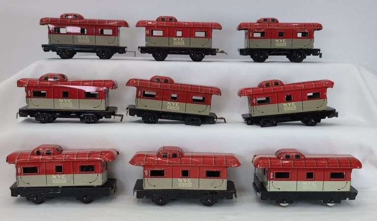 Lot of 18 NYC 20102 Tinplate Lithographed Caboose Train Cars variations