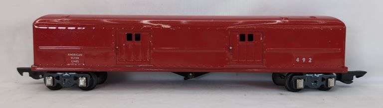Prewar American Flyer Lines O Gauge 492R Auto Mail Pick Up Car in Box, Track & Accessories