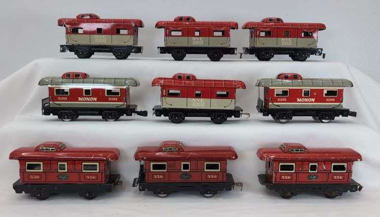 Lot of 18 Marx O Gauge  Cabooses - 694 NYC, 31055 Monon, 556 NYC, 20102 NYC